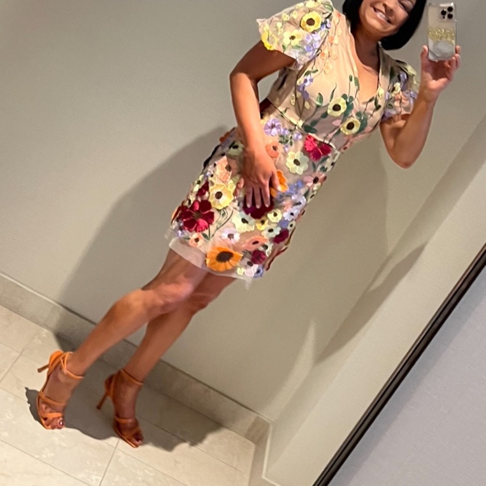 Beautiful 3D multicolor floral appliqué dress - Picture 15 of 15